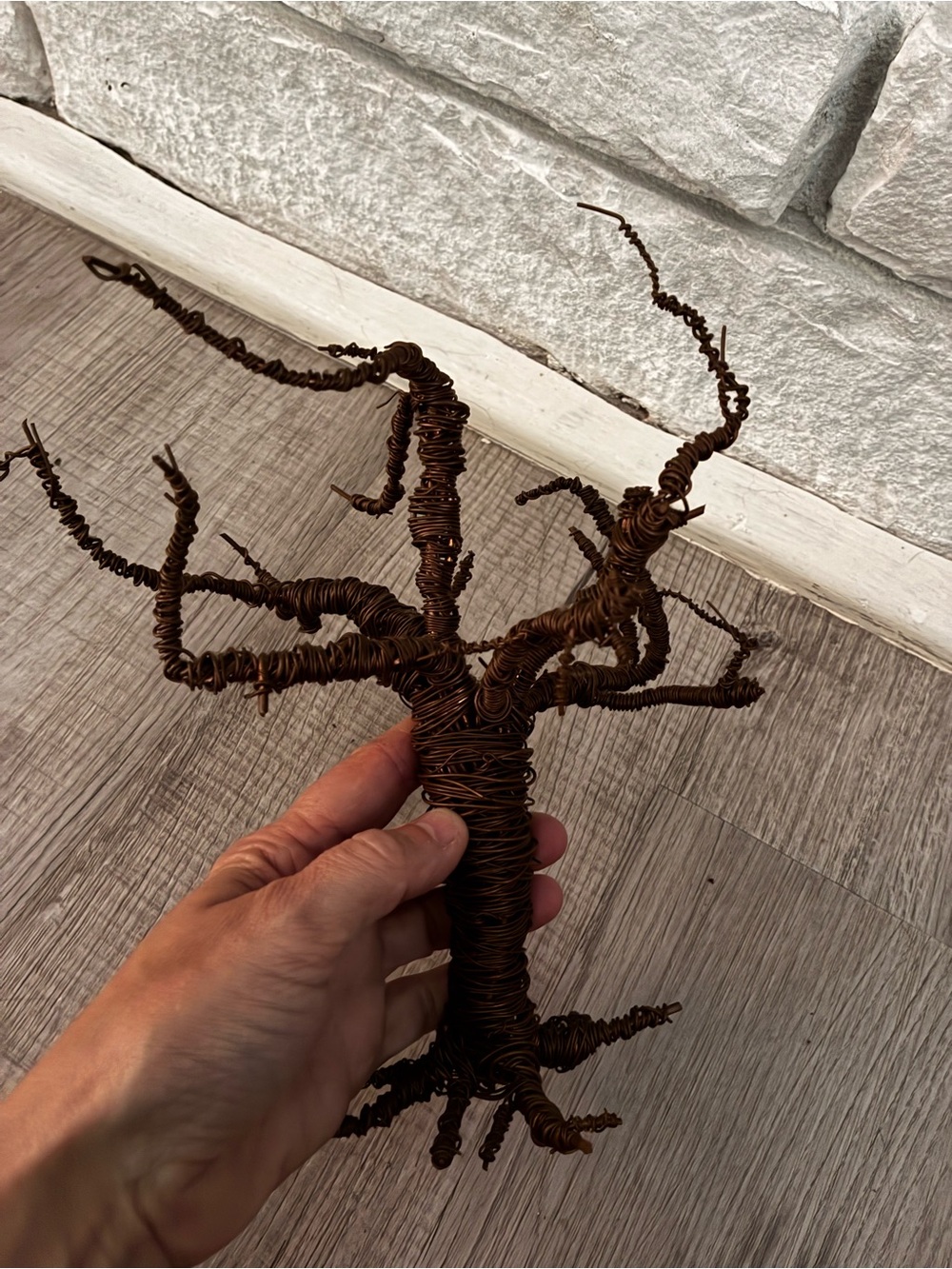Handcrafted copper Wire Tree Sculpture - Brown Decorative Home Art